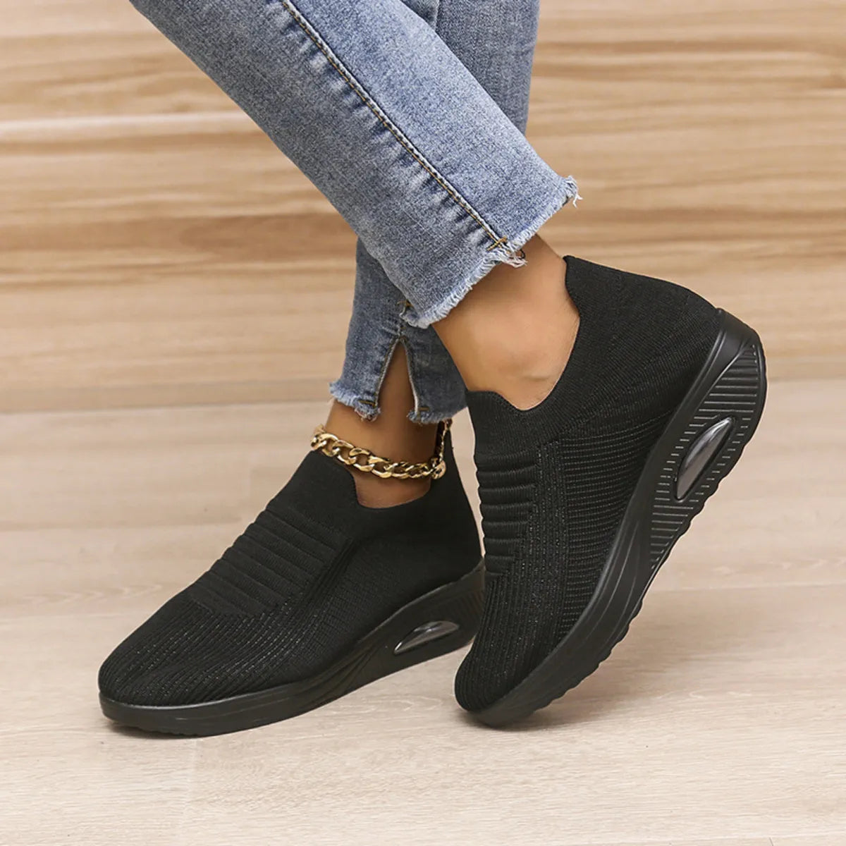 Breathable Mesh Wedge Sneakers 