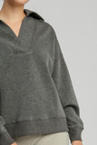 Umgee Johnny Collar Dropped Shoulder Sweatshirt 