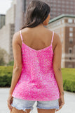 Pink Sequin Adjustable Straps Tank Top Tops/Tank Tops