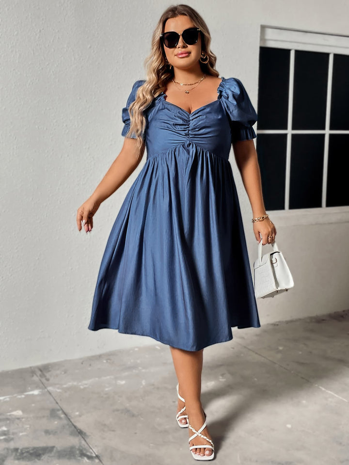 Honey Plus Size Ruched Sweetheart Neck Dress 
