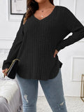 Plus Size V-Neck Long Sleeve T-Shirt 