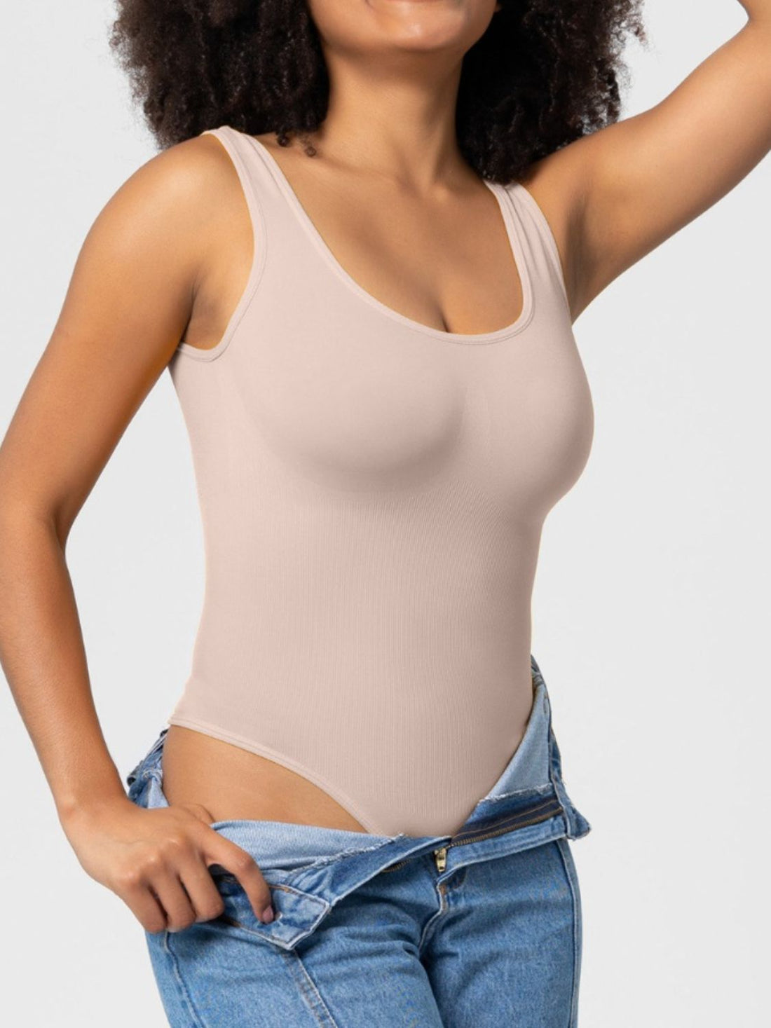 Scoop Neck Wide Strap Shaping Bodysuit 