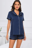 Printed Button Up Short Sleeve Top and Shorts Lounge Set Lingerie & Nightwear