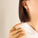 Titanium Steel Geometric Huggie Earrings 