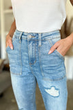 Judy Blue Full Size Distressed Straight Jeans with Patch Pockets 