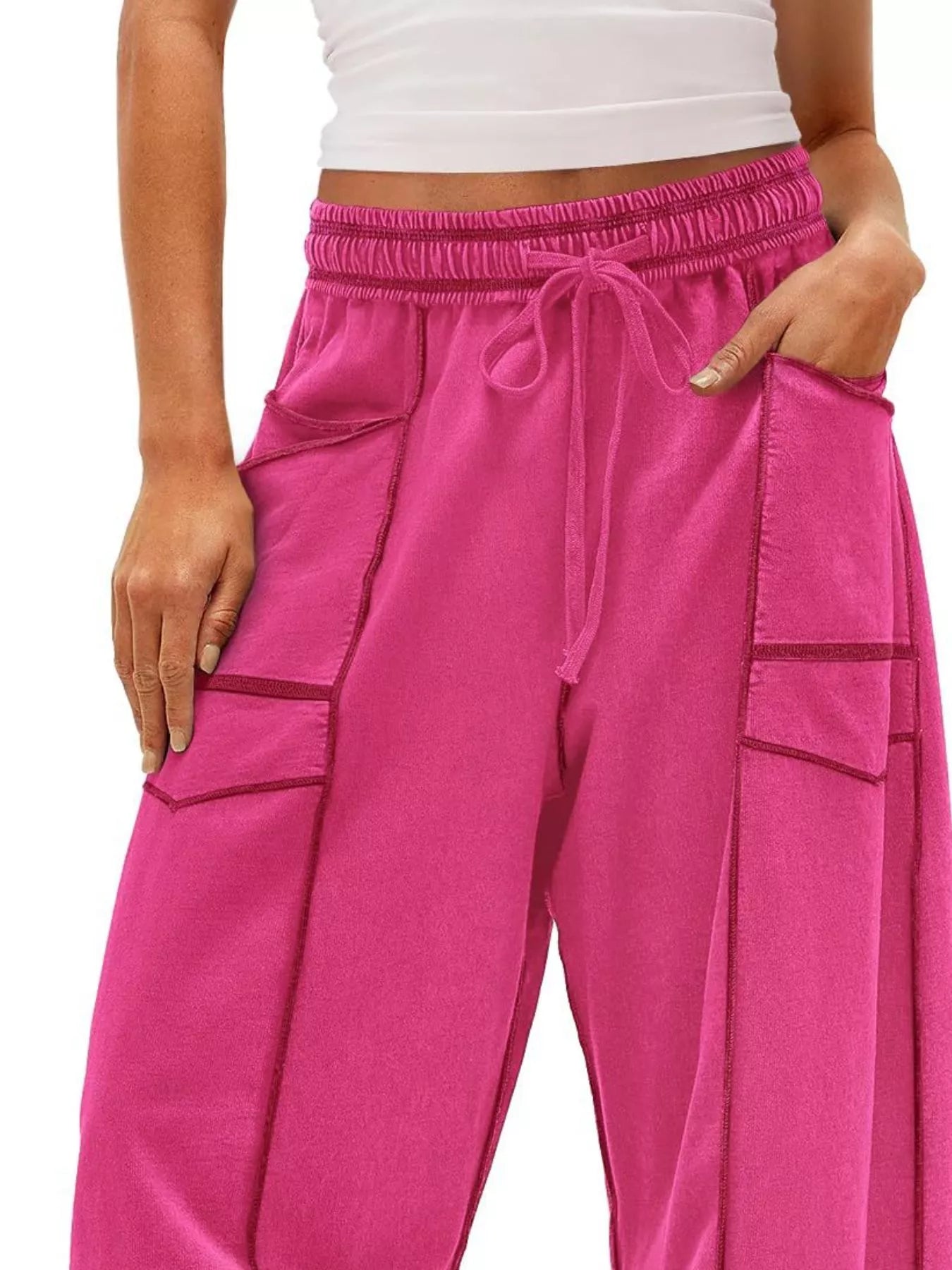 Drawstring Wide Leg Pants 