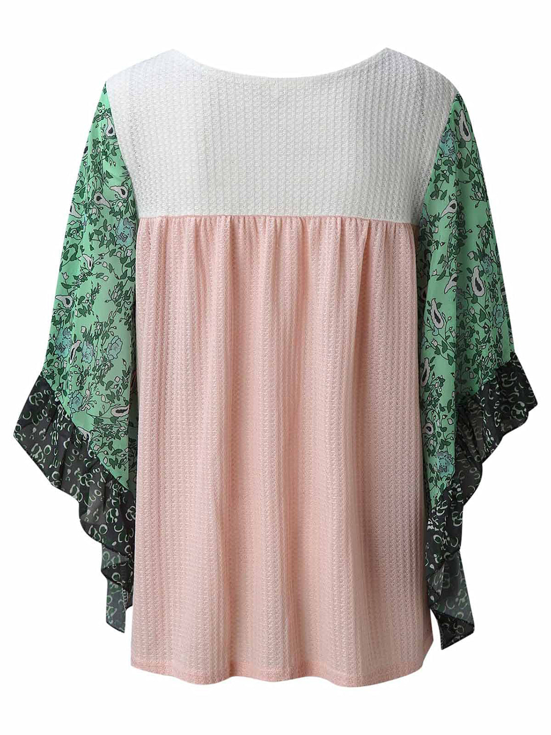 Full Size Printed Round Neck Three-Quarter Sleeve Blouse 