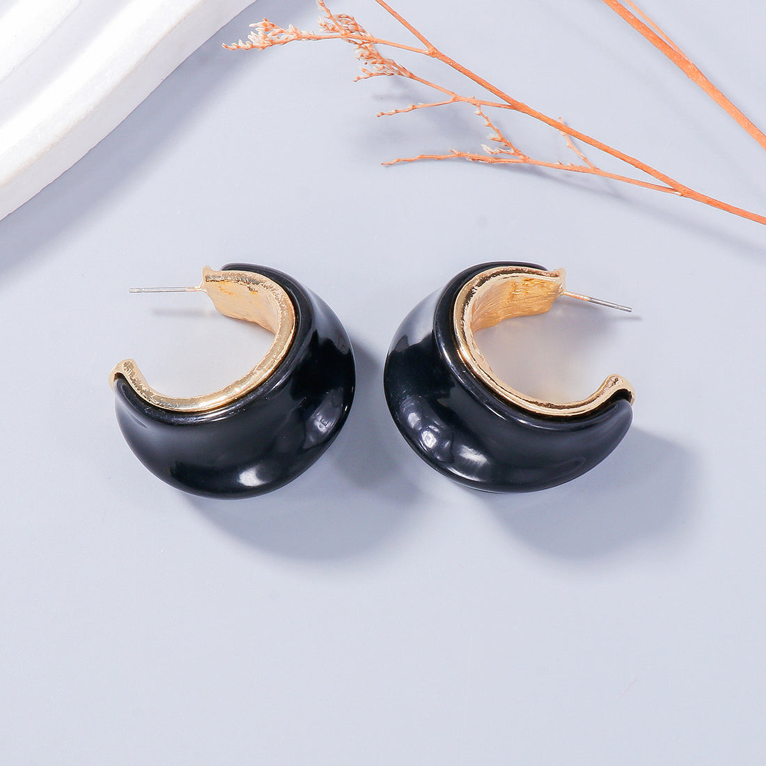 Alloy Drip Oil C-Hoop Earrings 