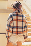 BiBi Brushed Plaid Crop Jacket with Pockets 