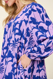Double Take Full Size Printed Ruffle Hem Dress with Pocket 