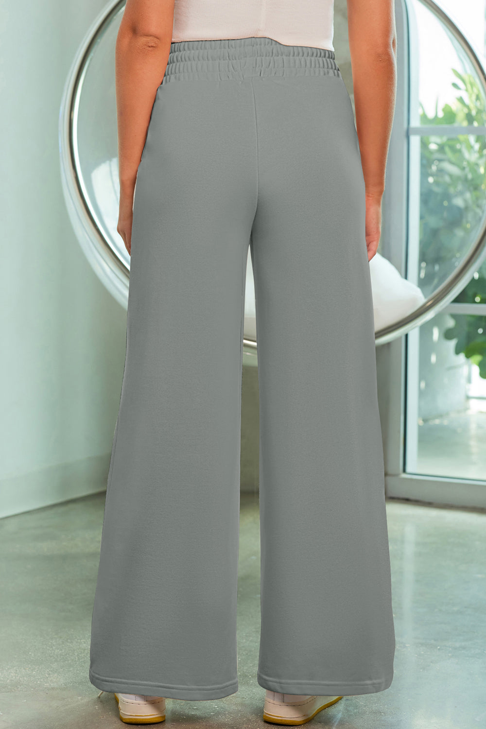 Drawstring Wide Leg Pants with Pockets Flares