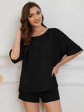 Round Neck Half Sleeve Top and Shorts Lounge Set 