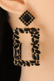 Square Shape Glass Stone Dangle Earrings 