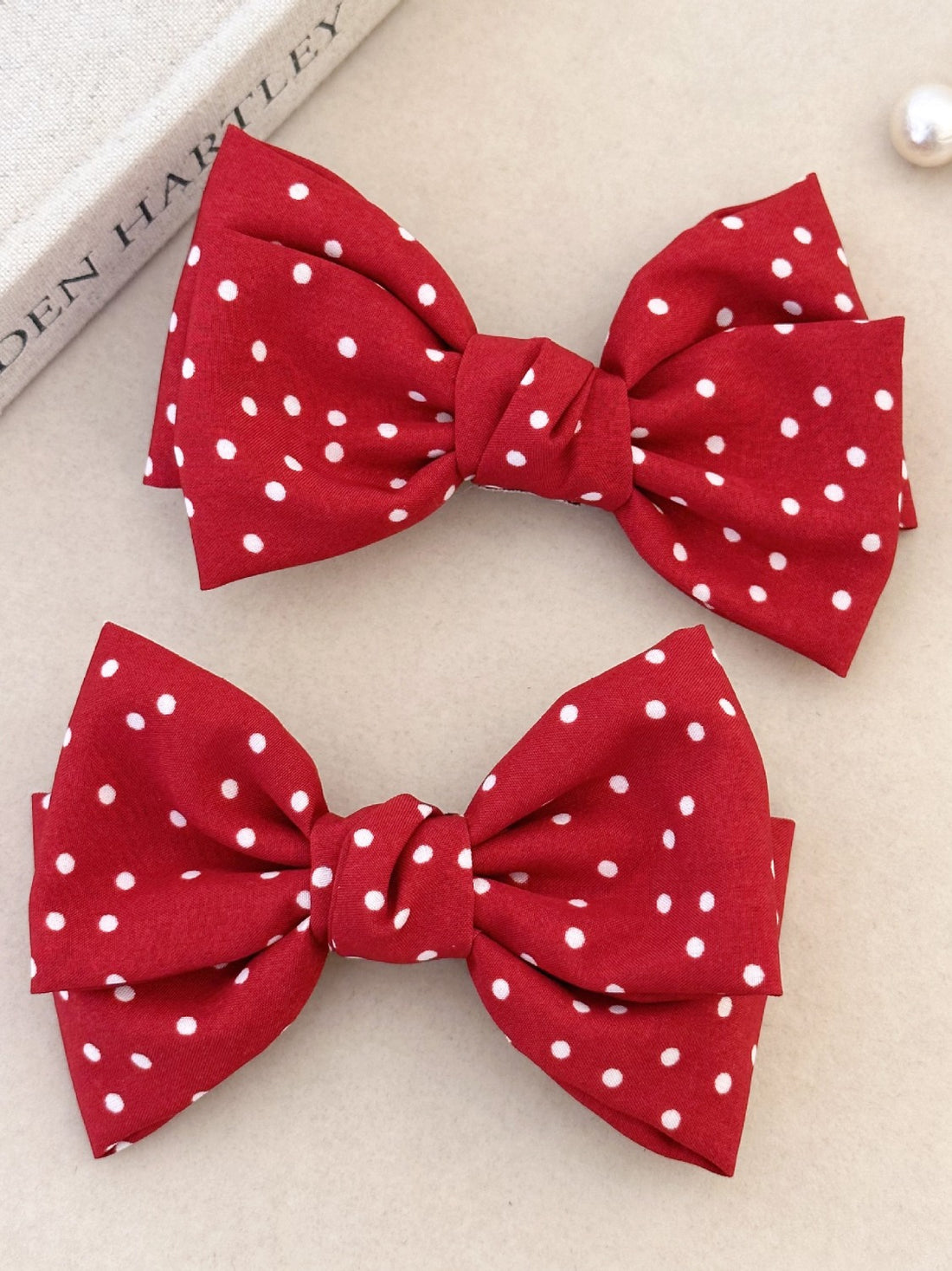 2-Piece Polka Dot Bow Hair Clip 