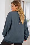 Plus Size Heart Ribbed Round Neck Sweatshirt 