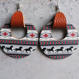 Round Shape Wooden Dangle Earrings 