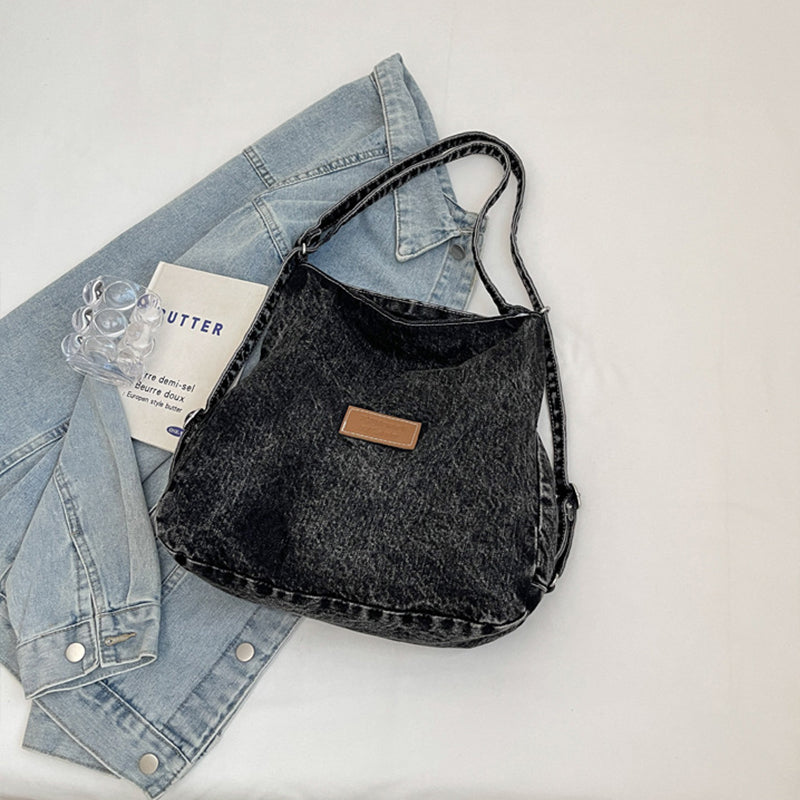 Adjustable Strap Denim Shoulder Bag 
