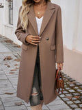 Devine Pocketed Collared Neck Long Sleeve Coat 