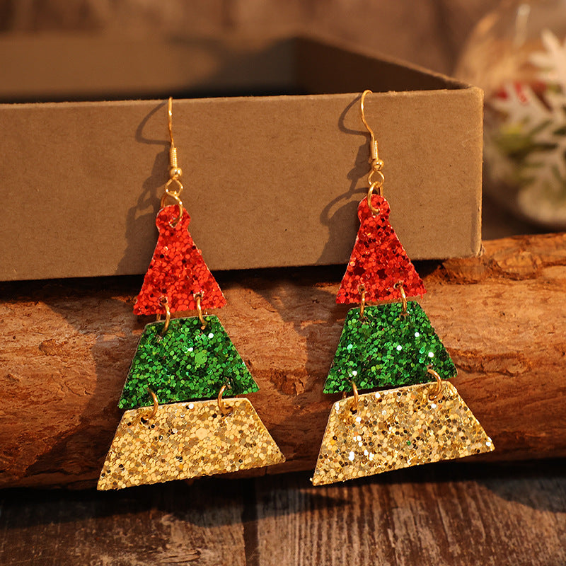 PU Leather Sequin Earrings 