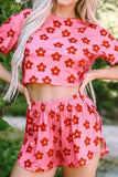 Floral Cropped Tee and Shorts Lounge Set Lingerie & Nightwear