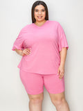 Basic Bae Full Size V-Neck Drop Shoulder T-Shirt and Shorts Set 