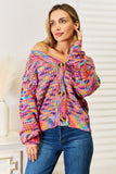 Angel Wings Woven Right V-Neck Long Sleeve Cardigan 