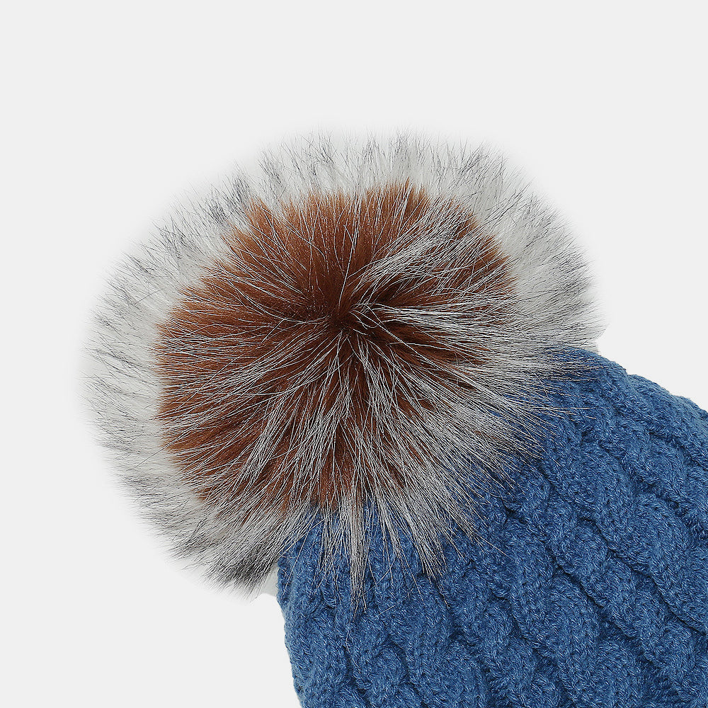 Cable Knit Winter Hat with Pompom 