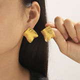 Textured Titanium Steel Stud Earrings 