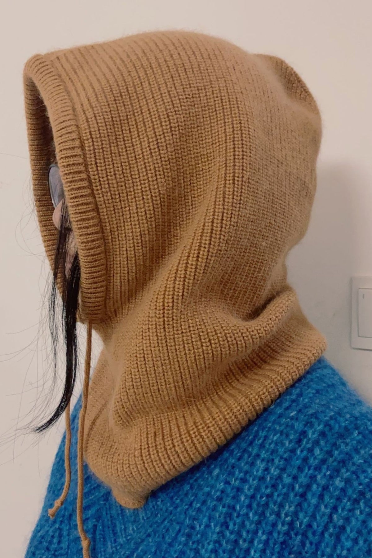 Drawstring Solid Color Thermal Knit Hat 