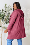 Basic Bae Full Size Hooded Sweater Cardigan 