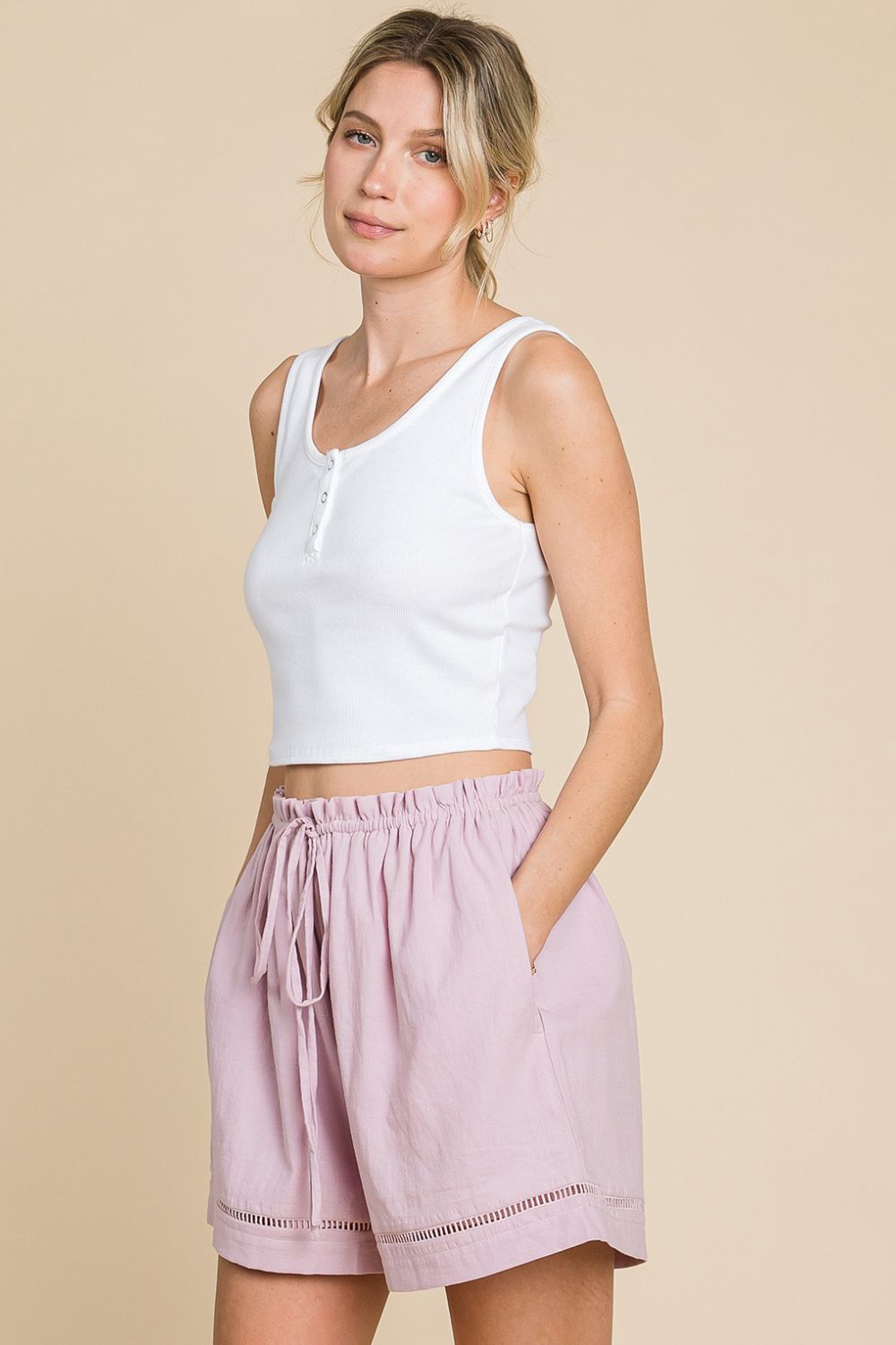 Cotton Bleu by Nu Lab High Waist Drawstring Shorts 
