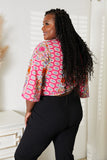 Tie Hem V-Neck Three-Quarter Sleeve Blouse 