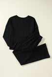 Round Neck Long Sleeve Top and Drawstring Pants Lounge Set Lingerie & Nightwear