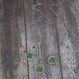 Lucky Clover Alloy Acrylic Earrings and Necklace Jewelry Set 