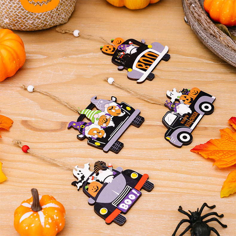 4-Piece Halloween Element Car-Shape Hanging Widgets 