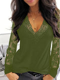Full Size Lace Detail V-Neck Long Sleeve Blouse 