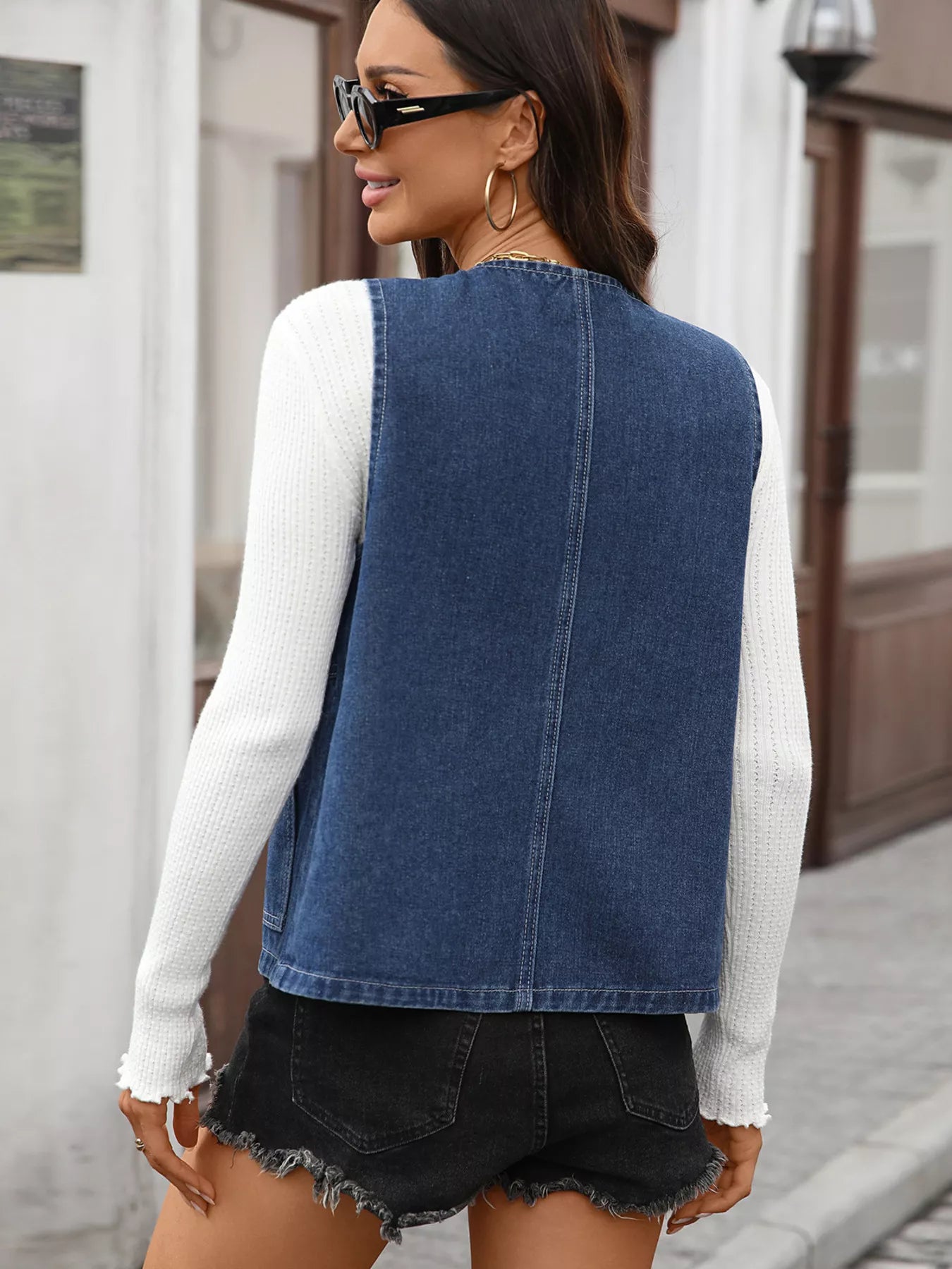 Button Up Denim Vest 