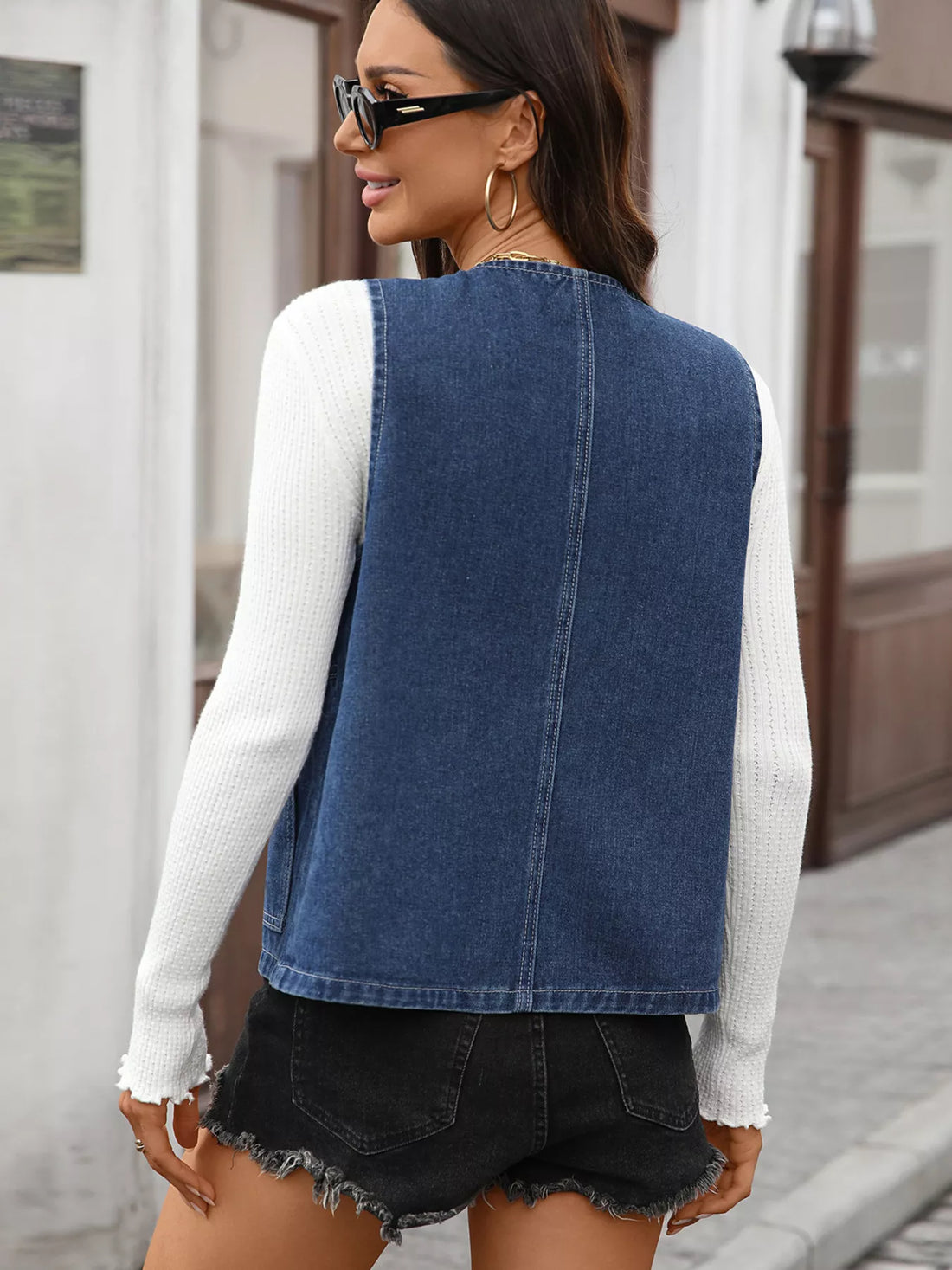 Button Up Denim Vest 