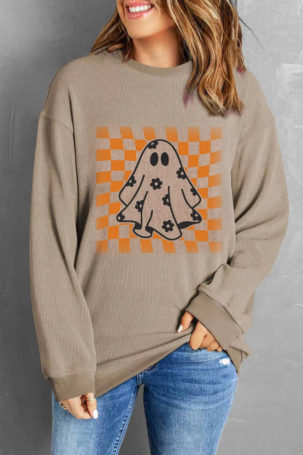 Ghost Round Neck Long Sleeve Sweatshirt 
