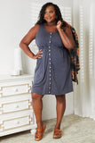 Double Take Sleeveless Button Down Magic Dress 