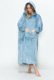 Double Take Full Size Pocketed Hooded Midi Lounge Dress 