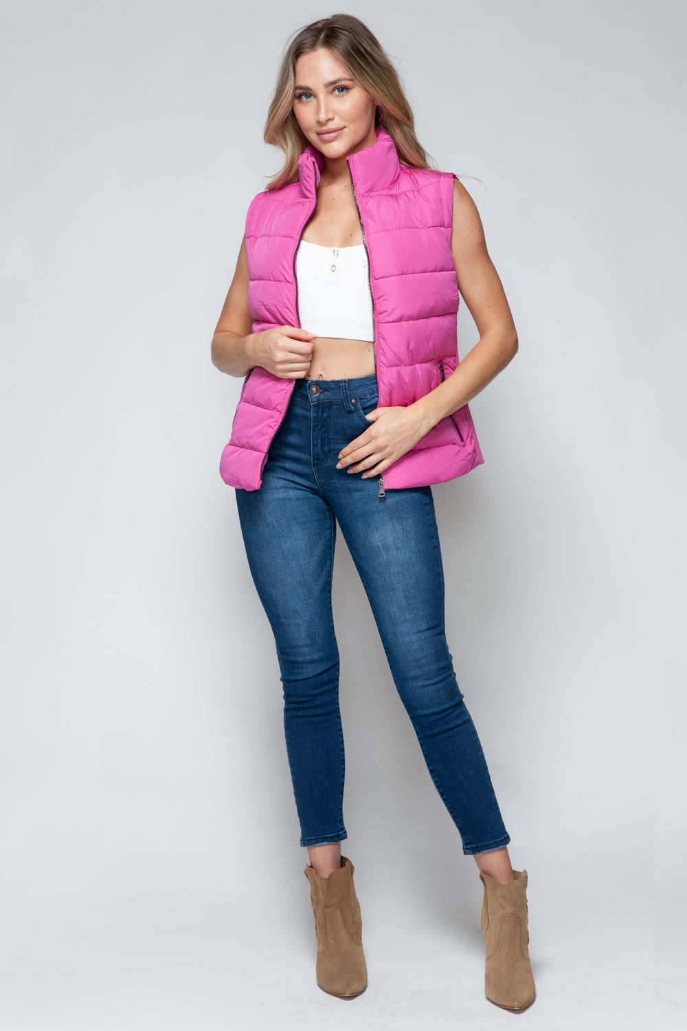 Snobbish Zip Up Turtleneck Vest with Pockets 
