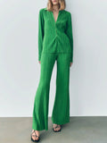 Texture Long Sleeve Top and Pants Lounge Set Lingerie & Nightwear