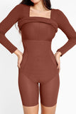 Basic Bae Full Size Built-In Shapewear Square Neck Long Sleeve Dress 