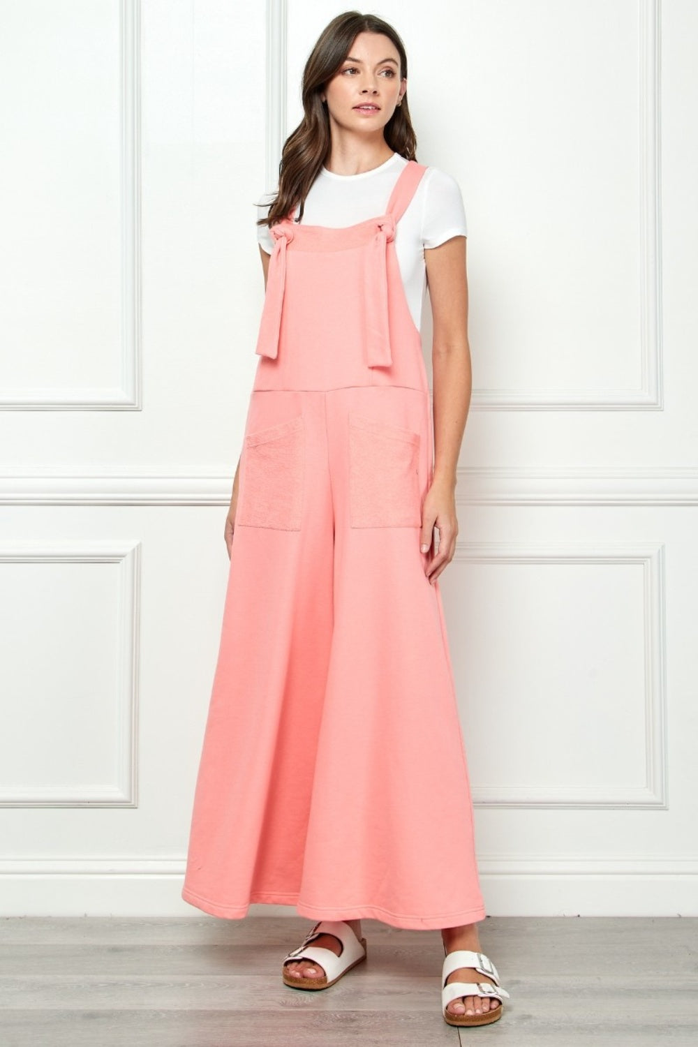 Veveret Wide Strap French Terry Overalls 