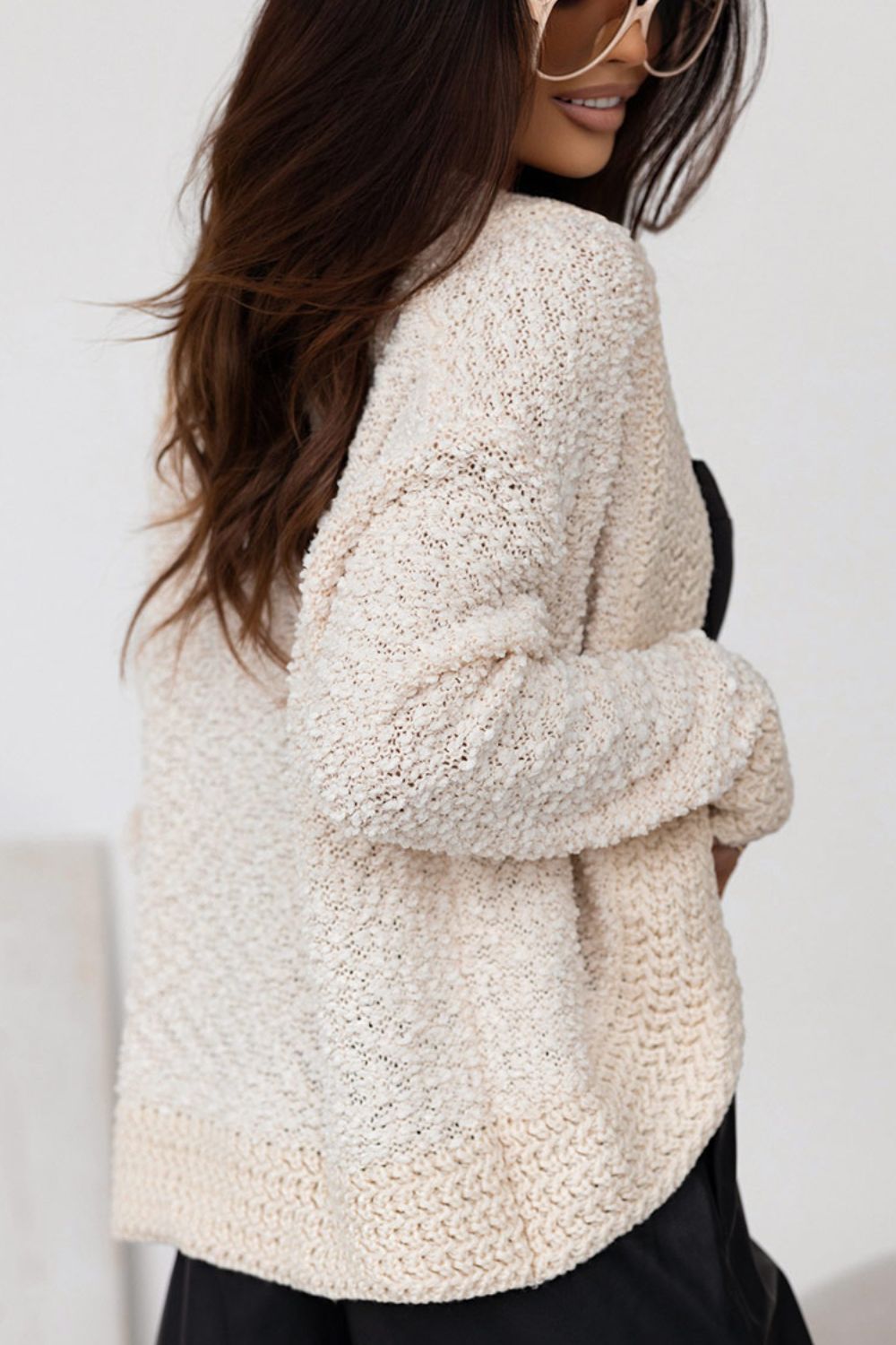 Solid Color Open Front Cardigan 
