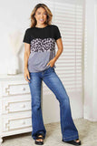 Double Take Leopard Print Color Block Short Sleeve T-Shirt 