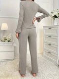 Ribbed Bow Front Top and Pants Lounge Set Lingerie & Nightwear