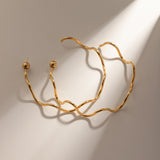 Stainless Steel Wave Shape C-Hoop Earrings 