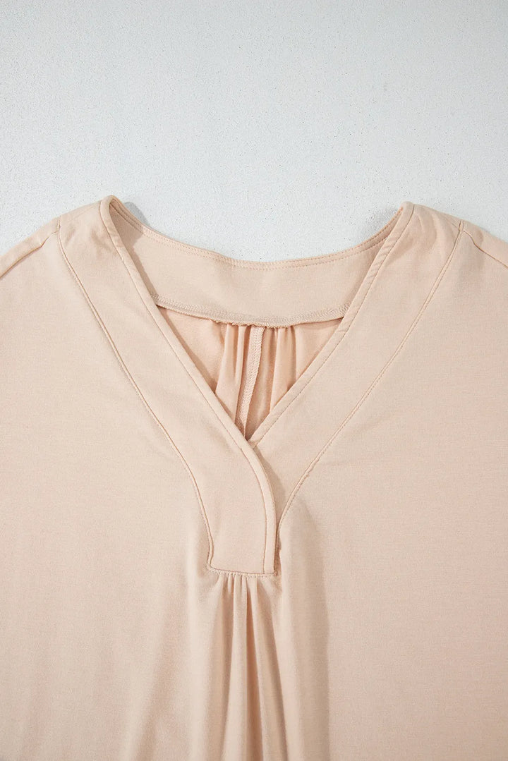 Printed V-Neck Long Sleeve Blouse 